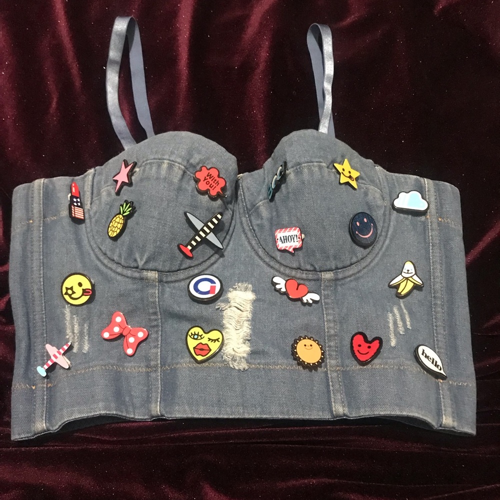 Light Distressed Denim Bustier